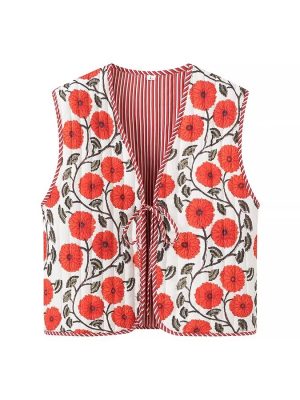 Women’s Retro Printed Lace-Up Waistcoat