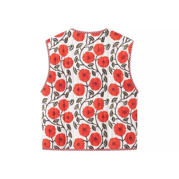 Women's Retro Printed Lace-Up Waistcoat - Image 2