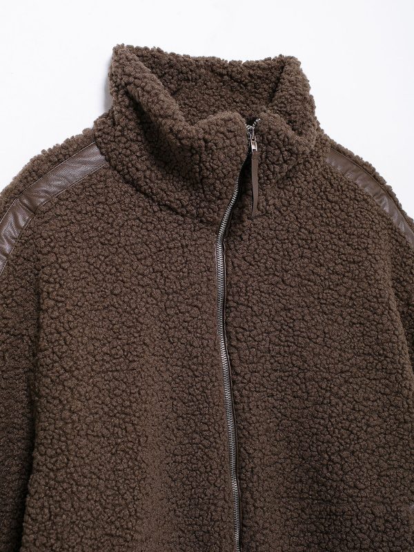 Women's Loose Teddy Plush Zipper Coat - Image 3