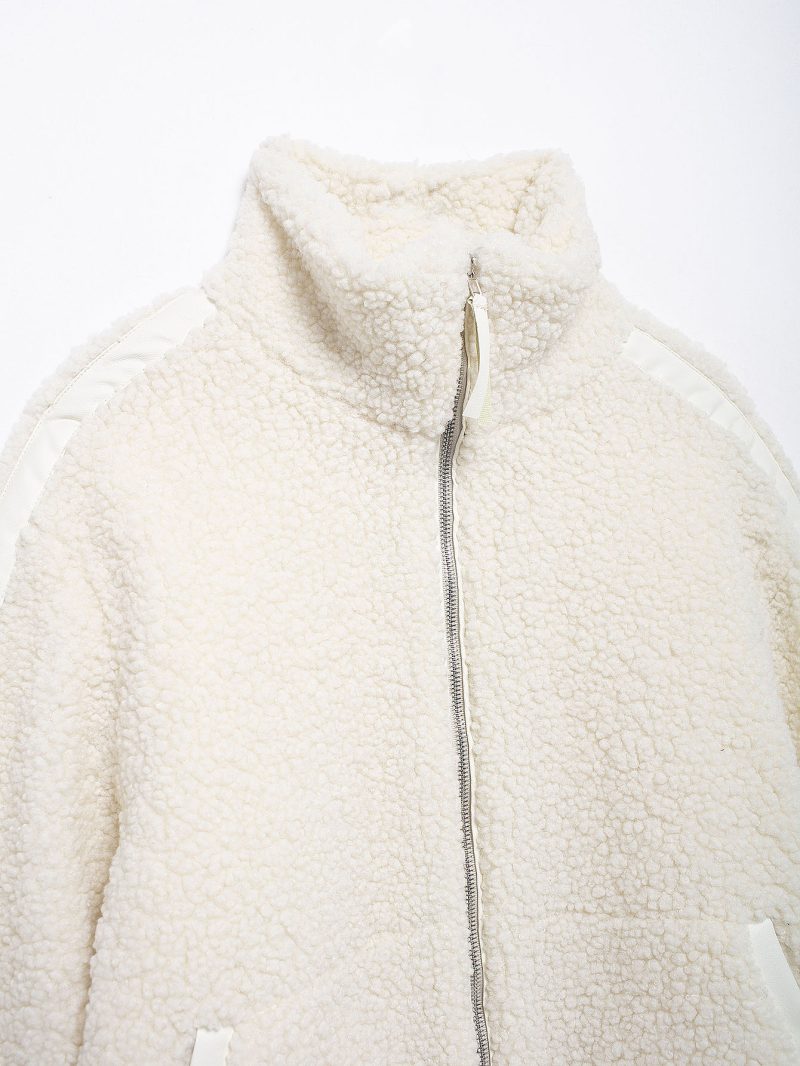 Women's Loose Teddy Plush Zipper Coat - Image 4