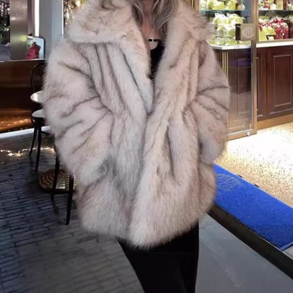 Women's Mid-Length Faux Fur Trench Coat