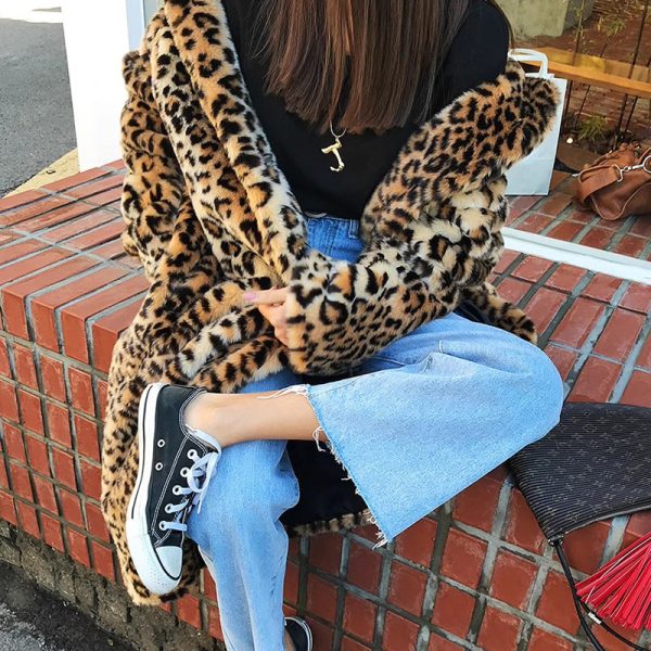 Women's Leopard Faux Fur Coat - Image 3