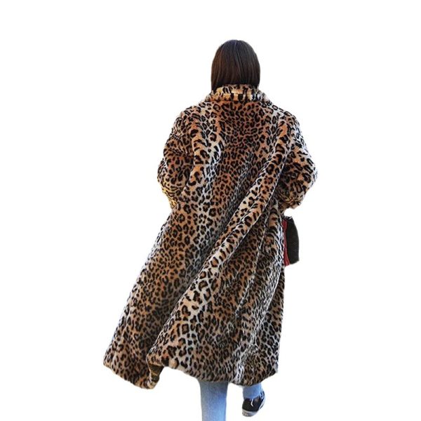 Women's Leopard Faux Fur Coat - Image 2