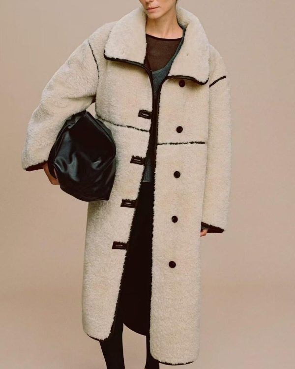 Women's Long Faux Fur Collared Coat