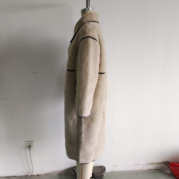 Women's Long Faux Fur Collared Coat - Image 3