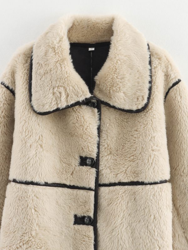 Women's Long Faux Fur Collared Coat - Image 4