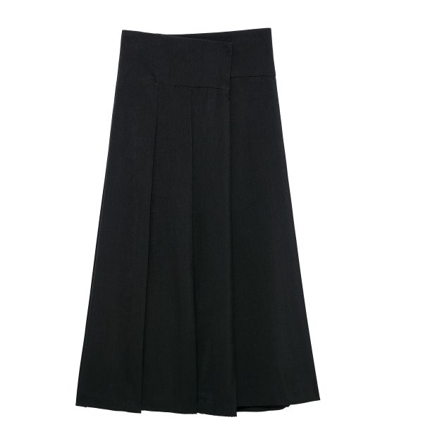 Graceful Two-Tone Pleated Midi Skirt - Image 3