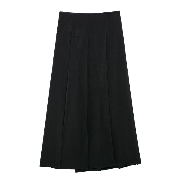 Graceful Two-Tone Pleated Midi Skirt - Image 4