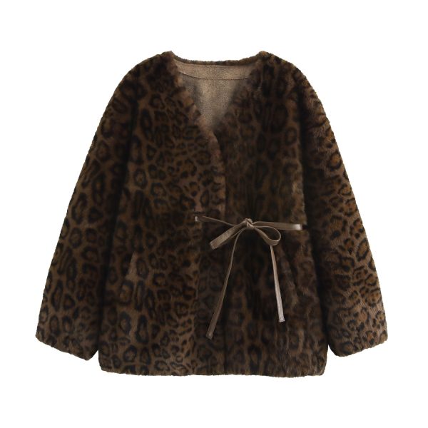 Women's Leopard Faux Shearling Jacket