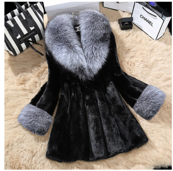 Women's Long Faux Mink Fur Coat - Image 4