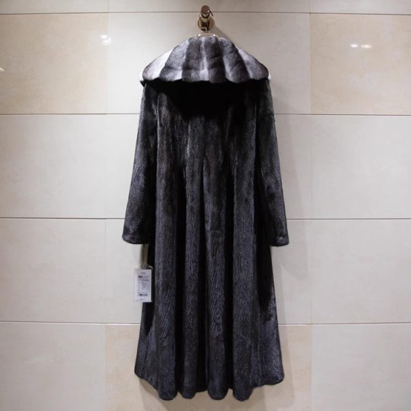 Women's Long Velvet Mink Fur Coat - Image 4