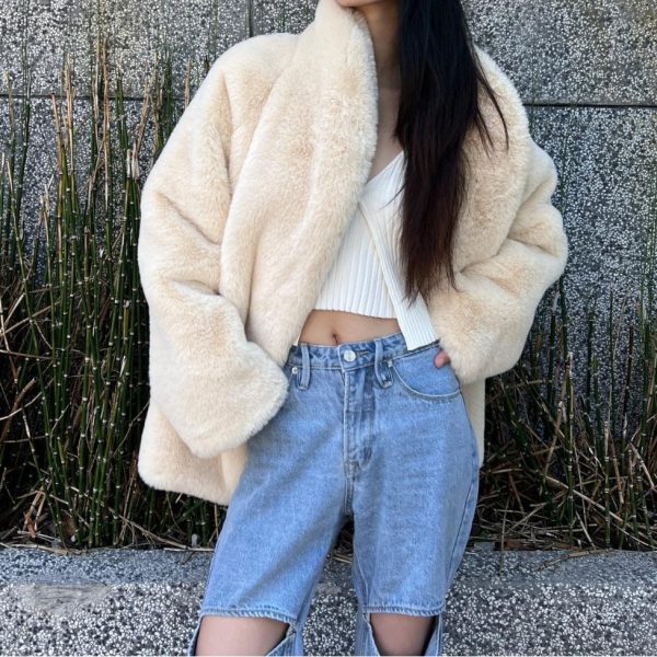 Women's Thick Faux Rabbit Fur Coat