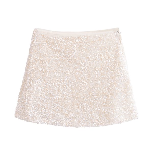 Beaded A-Line Winter Short Skirt - Image 2