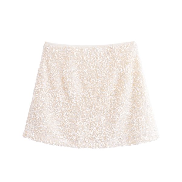 Beaded A-Line Winter Short Skirt - Image 3