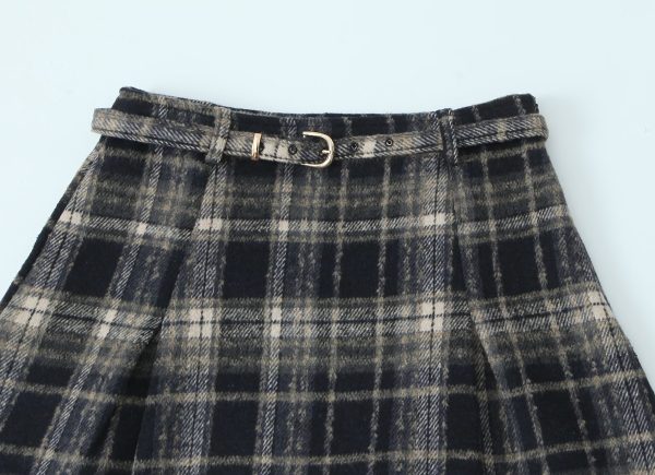 Plaid Drawstring Pleated Short Skirt - Image 4