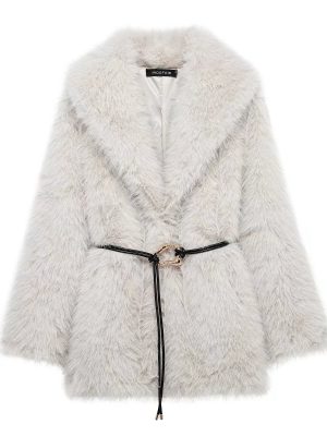 Women’s Belted Mid-Length Faux Fur Coat