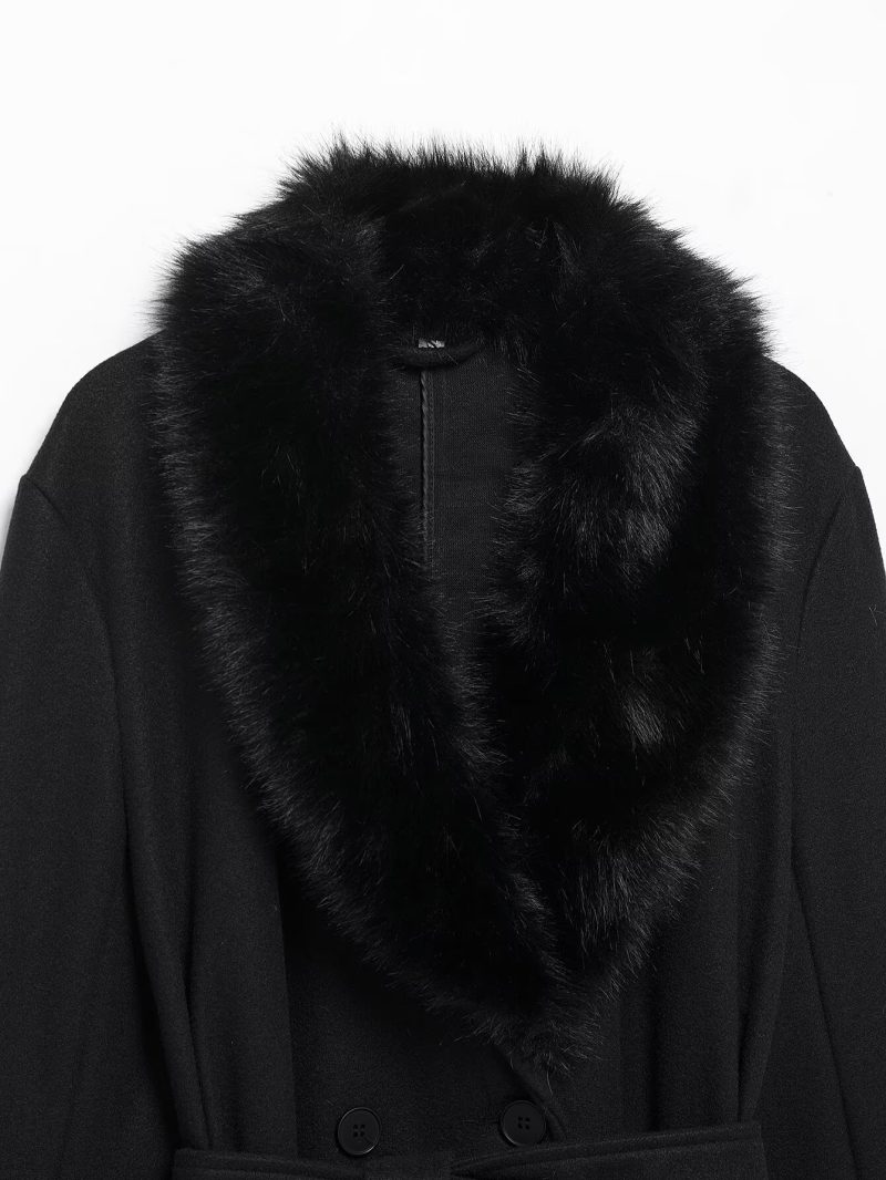 Women's Belted Faux Fur Coat - Image 4