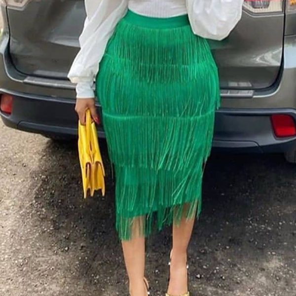 Plus Size Tassel Pencil Skirt