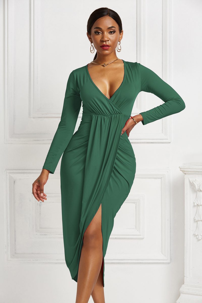 Sexy V-Neck Bodycon Dress - Image 4