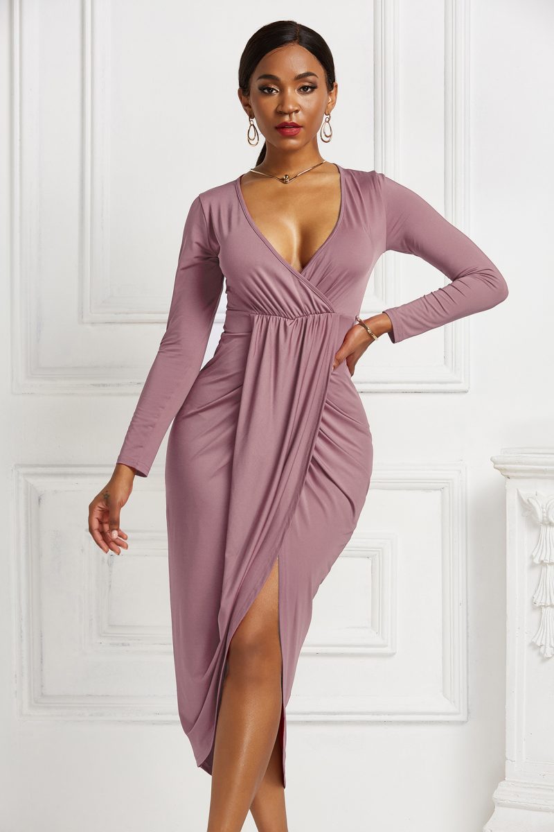Sexy V-Neck Bodycon Dress - Image 2