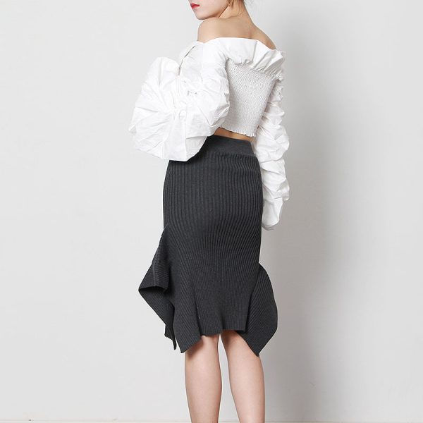 Elegant Asymmetric Knitted Skirt - Image 3