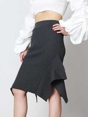 Elegant Asymmetric Knitted Skirt