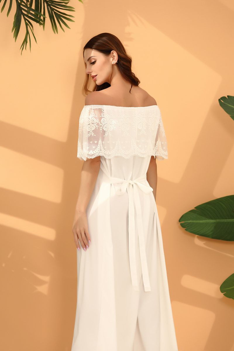 Elegant White Lace Cutout Dress - Image 4