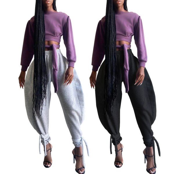 Women's Lace-Up Wide Leg Pants - Image 4