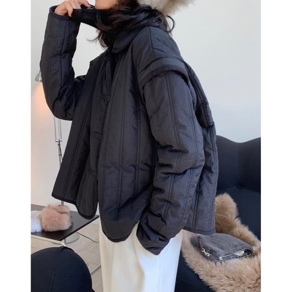 Women's Collared Cotton Padded Coat - Image 4