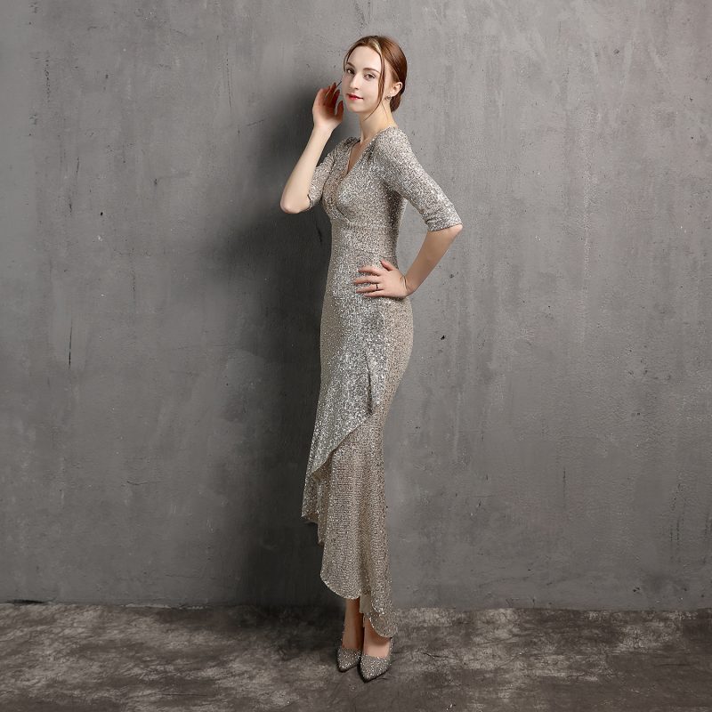 Elegant Beaded V-Neck Dress - Image 3
