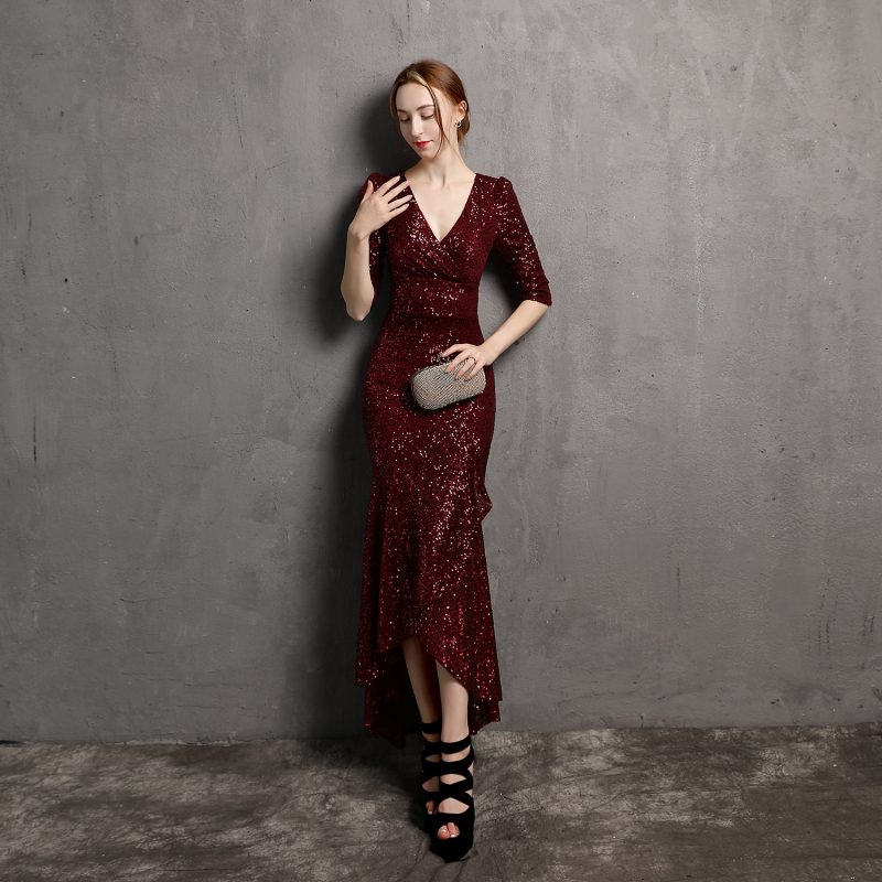 Elegant Beaded V-Neck Dress