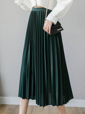 High Waist Pleated Midi Skirt