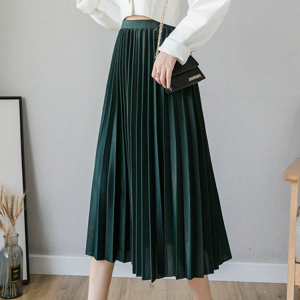 High Waist Pleated Midi Skirt