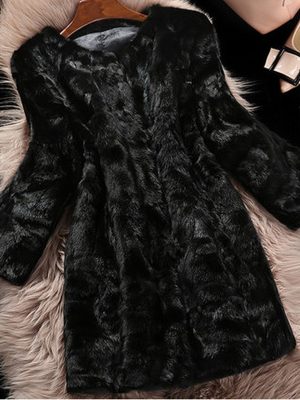 Women’s Mid-Length Faux Marten Coat