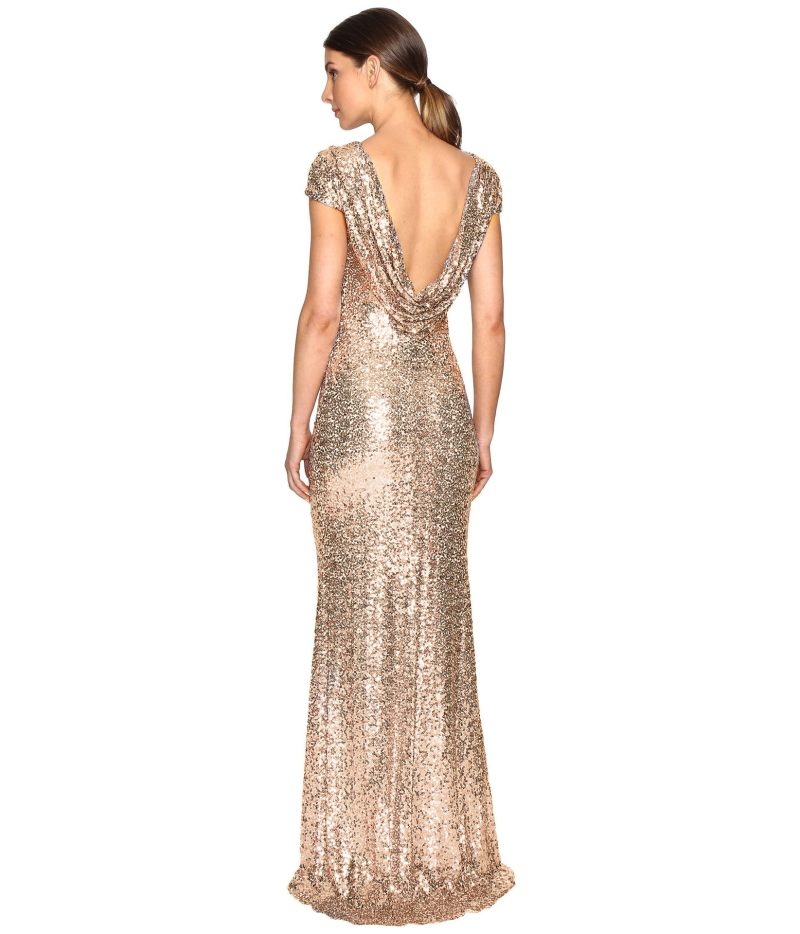 Golden Full Sequin Backless Gown - Image 2