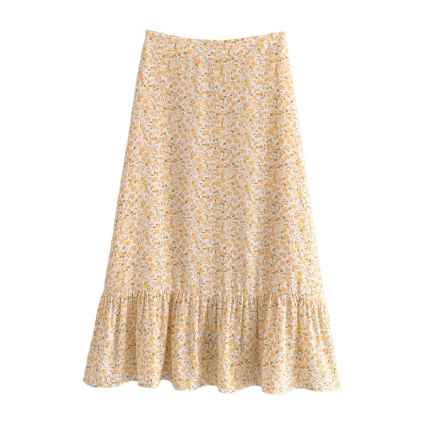 Floral High Waist Midi Skirt - Image 2