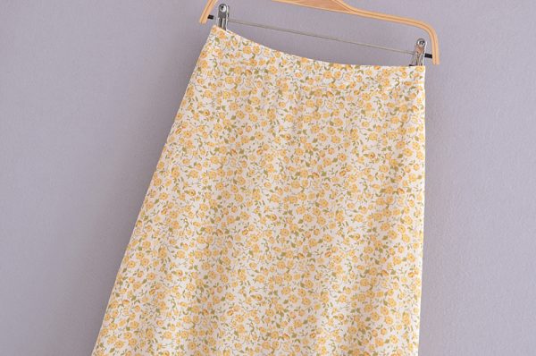 Floral High Waist Midi Skirt - Image 4