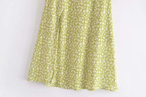 Green Printed Slit Skirt - Image 4