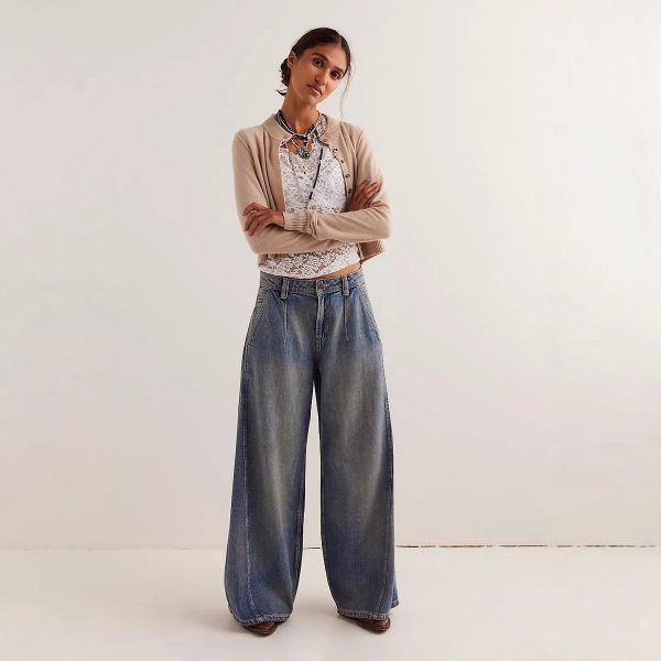 Washed Wide-Leg Loose Jeans - Image 2