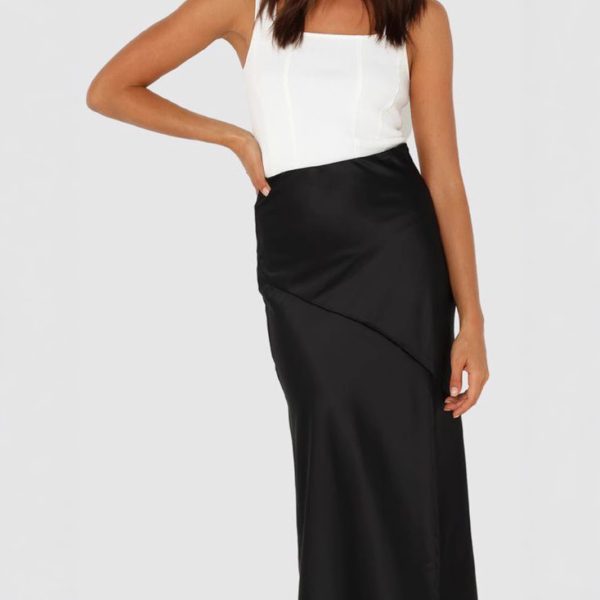 High-Waist Satin Split Long Skirt - Image 2