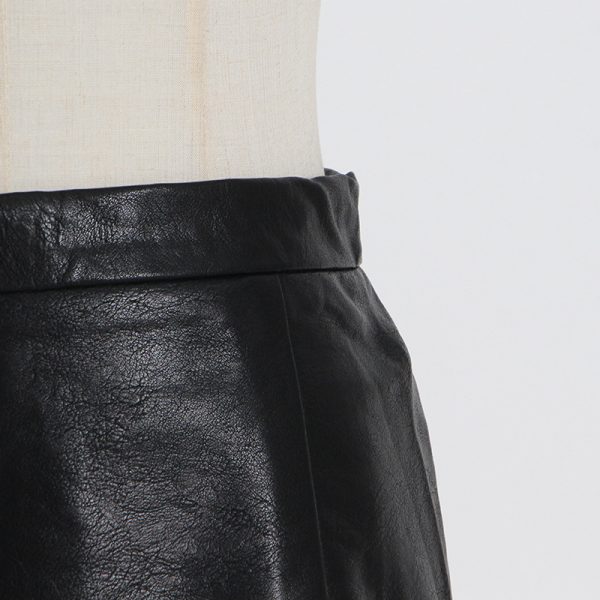 Street Style Pleated Leather Skirt - Image 4