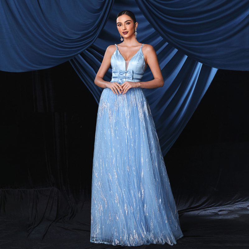 Elegant V-Neck Mesh Dress - Image 4