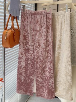 Glossy Velvet Fleece-Lined Skirt