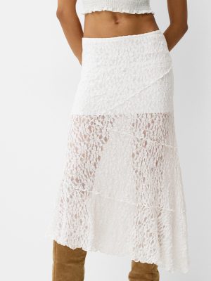 Elegant Lace Jacquard Asymmetric Skirt