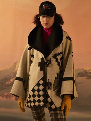 Women’s Hooded Printed Woolen Coat