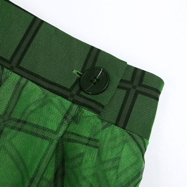 Irregular Asymmetric Green Mesh Skirt - Image 3