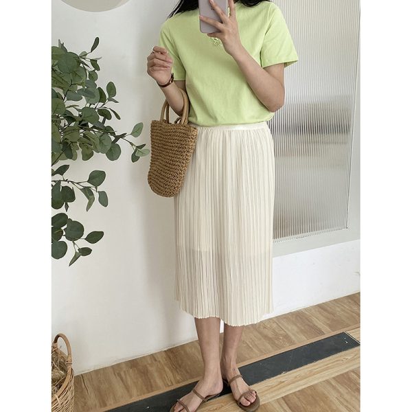 Slit Pleated High Waist Skirt - Image 2