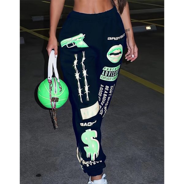 Women's Printed Elastic Waist Harem Pants