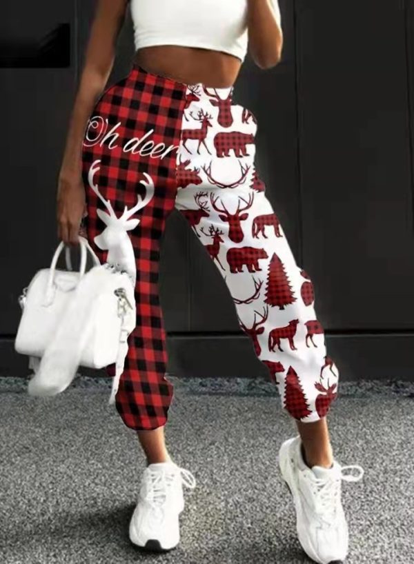 Women's Christmas Plaid Harem Pants - Image 2