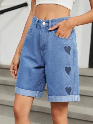 Women’s Ripped Cuffed Denim Shorts